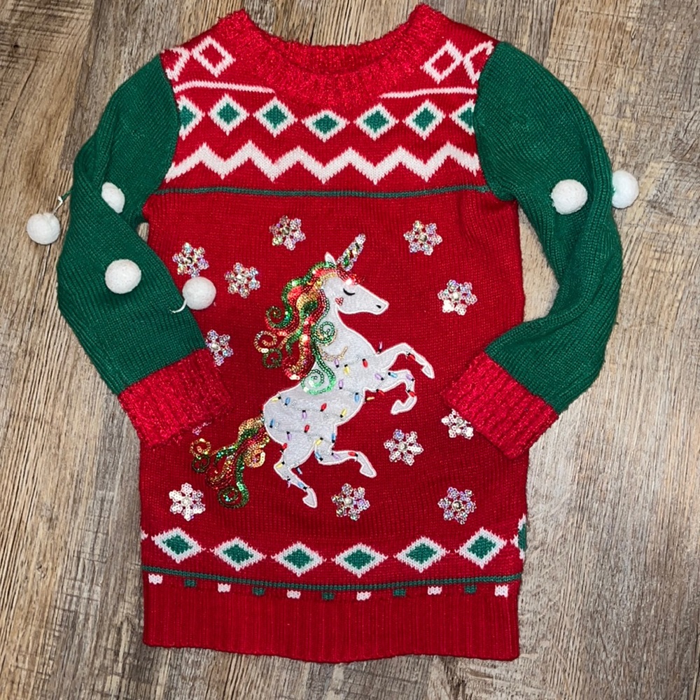 Unicorn Christmas Sweater (girls) size 4/5